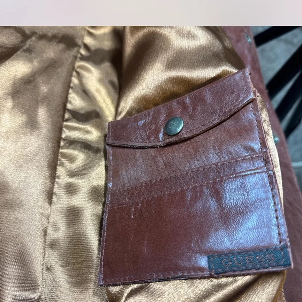Guess Women's Chocolate Leather Jacket - Picture 7 of 7